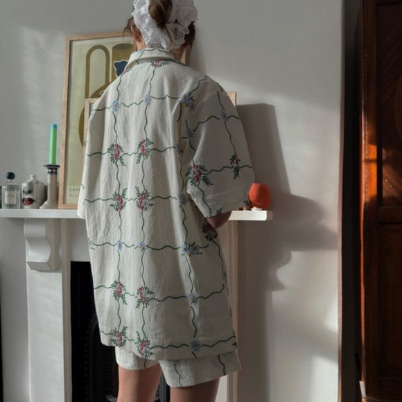 Damson Madder Oversized Short-Sleeve Organic Cotton Tablecloth Shirt size 8 - Picture 2 of 7